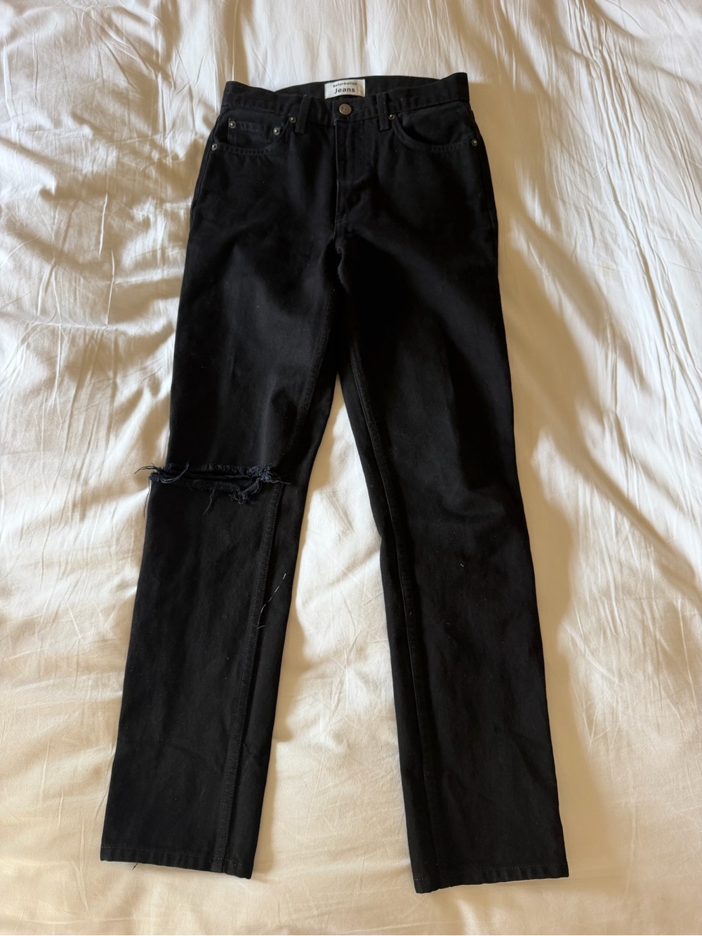 Reformation Distressed Black Jeans